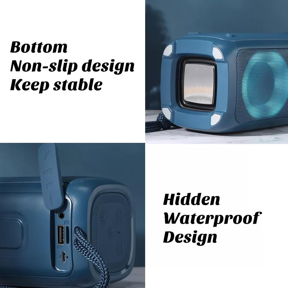 TG333 Loa bluetooth không dây công suất 30W thẻ loa kép loa siêu trầm ngoài trời Đèn nhiều màu RGB với đài FM caixa de som Màu sắc: đen