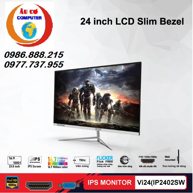 {XẢ KHO} Màn hình máy tính VSP 24 inch Full Viền , Tấm nền IPS . Độ phân giải Full HD, Tần số Quét 75HZ - Chuyên chơi game - giải trí - Hình ảnh Sắc nét dùng cho OFFICE &amp; STUDIO - Hàng Chính Hãng