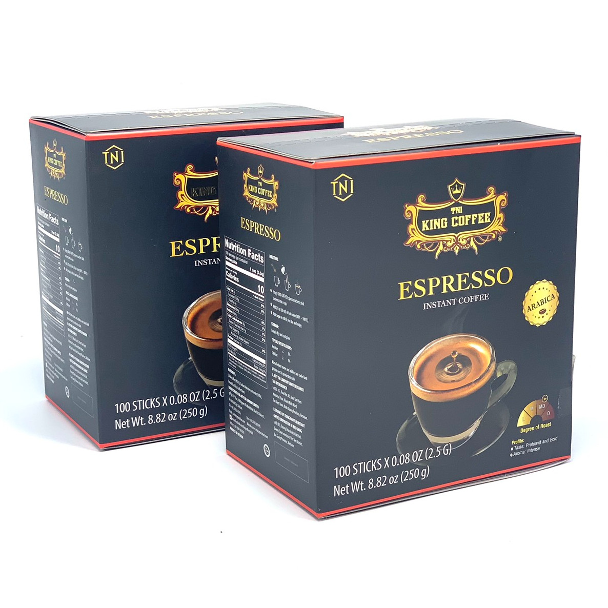 Combo 2 Hộp Cà Phê Đen Hòa Tan Espresso King Coffee(Hộp 100 gói x 2.5g)