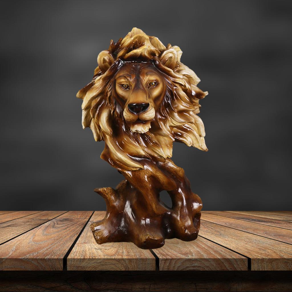 2x Animal Head Statue Decoration Desktop Figurine Retro Sculpture Gift