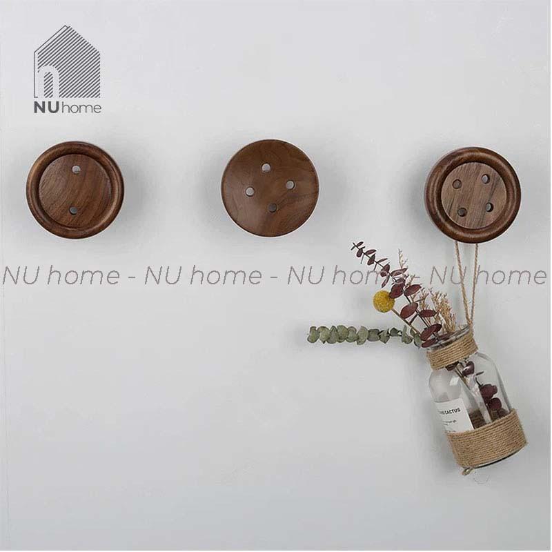 Móc gỗ treo đồ hình nút áo  Decor ,Trang trí mảng tường phong cách độc đáo