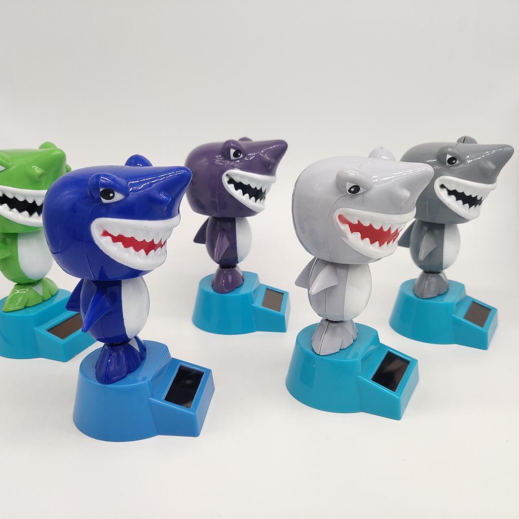 Cartoon Solar Powered Shark Figurine - Nodding Dancing Swing Animal Model Kids Educational Toy Home Desk Decor