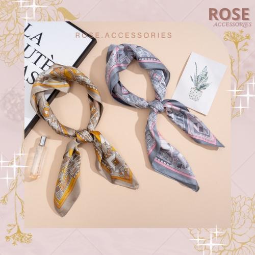 Khăn lụa quàng cổ mềm mại kèm họa tiết kich thước 70x70 Rose.Accessories mã KQC02