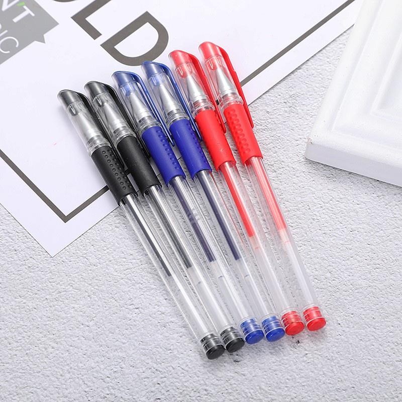 Bút bi bút nước 0.5mm cao cấp mực đều - 2 ngòi bút xanh đen đỏ