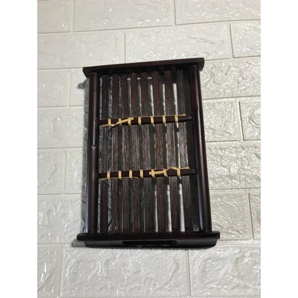 Khay trà tre rộng 25cm x dài 35cm ,khay đựng trà bằng tre Sơn pu màu gỗ gụ,khay trà đạo mang phong cách trà đạo