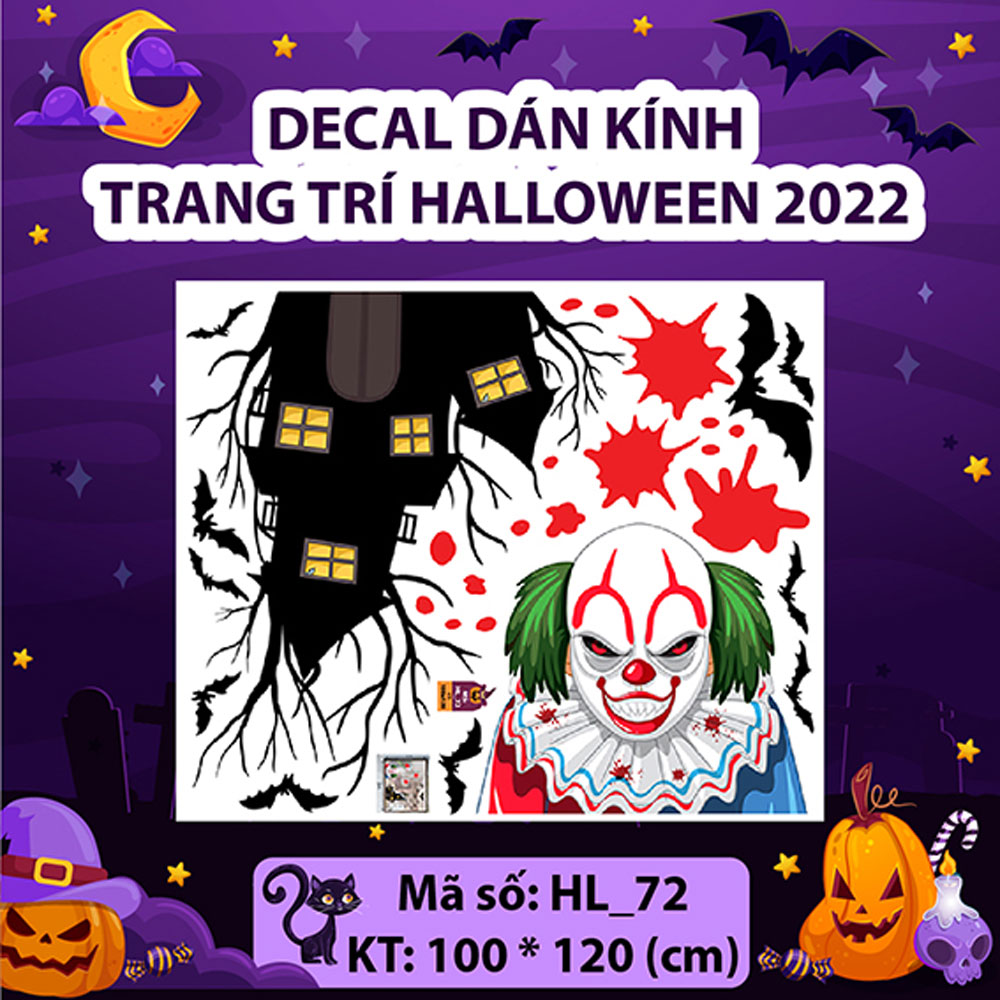 [2.5m x 3m] Decal trang trí Halloween - Bầy ma HLC107