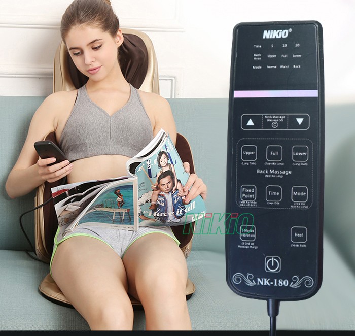 Ghế massage toàn thân Nikio NK-180 - Màu Đen - Dùng được trên ô tô