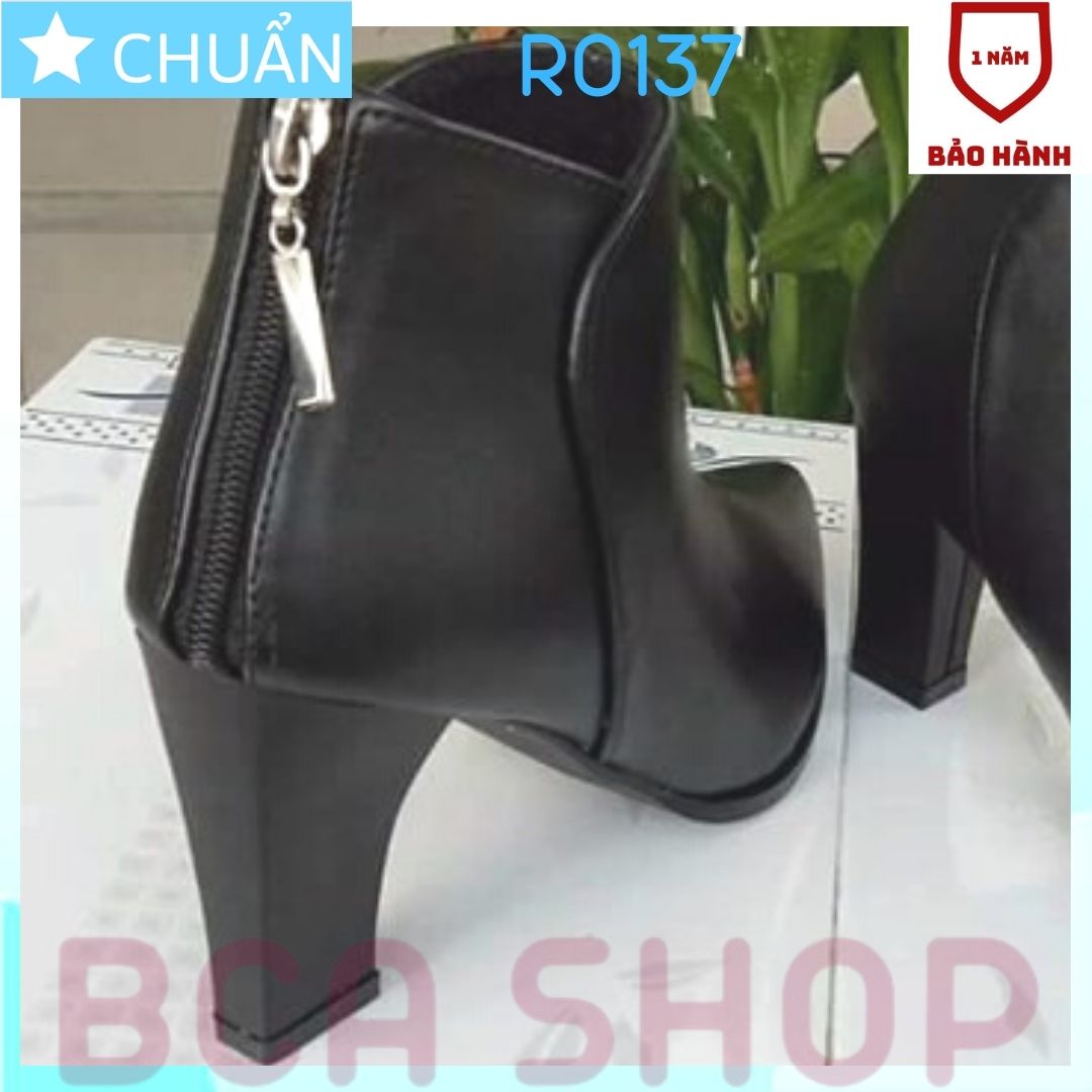 Giày bốt nữ cổ ngắn thời trang cao cấp 7p RO137 ROSATA tại BCASHOP mũi nhọn, dây kéo sau, đường may tỉ mỉ, sắc sảo - màu đen