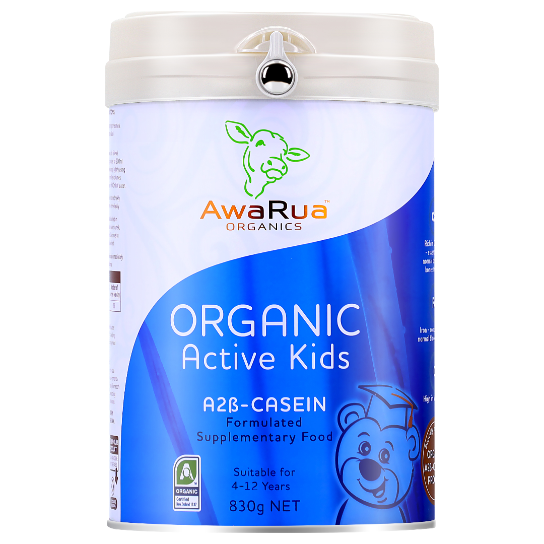 Sữa AwaRua A2 Organic Active Kids được thiết kế dành riêng cho trẻ năng động từ 4 đến 12 tuổi hộp 850g