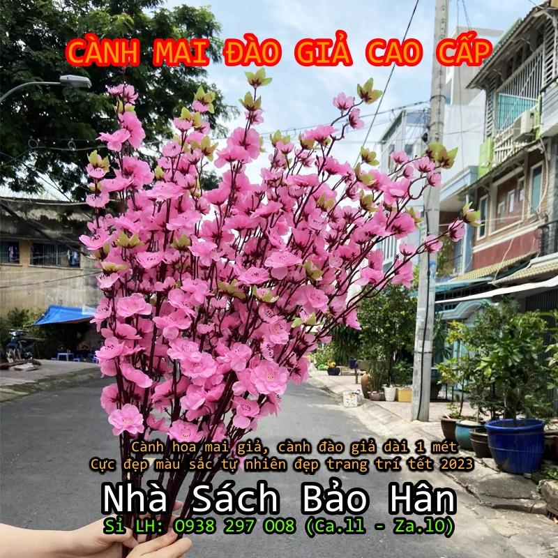 Hoa đào hoa mai giả dài 1m cực đẹp màu sắc tự nhiên giống thật trang trí Tết 2023