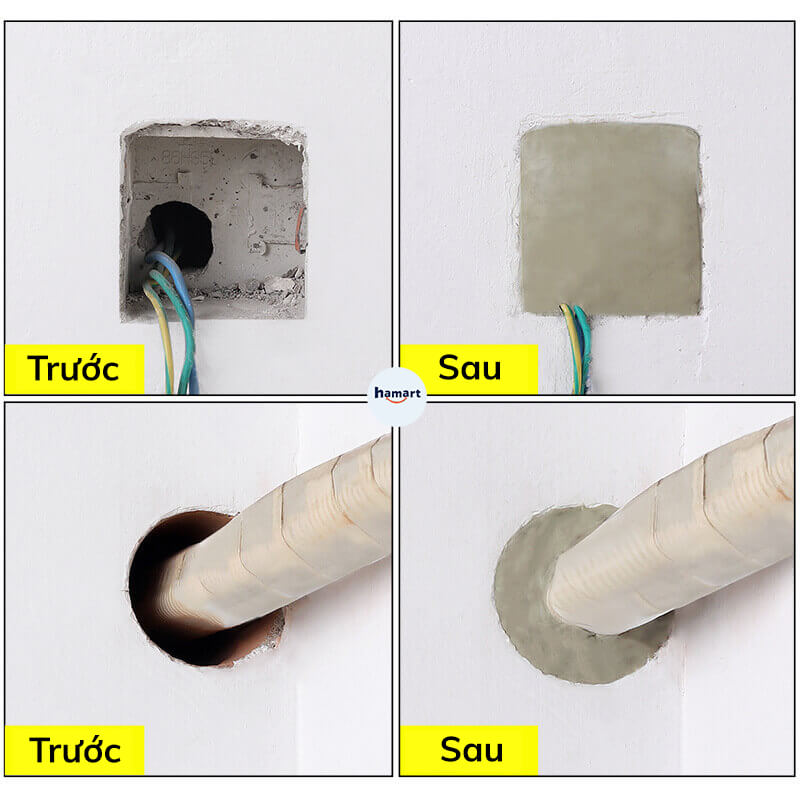 Đất Sét Xi Măng Trắng Vá Trám Tường Bịt Lỗ Điều Hoà Hamart Chống Thấm Cách Nhiệt Sửa Chữa Nhà Của Tiện Lợi