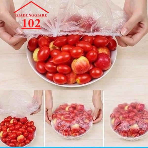 Gói 100c Màng Bọc Thực Phẩm Có Chun Co Dãn Tái Sử Dụng Kèm Túi Gấu