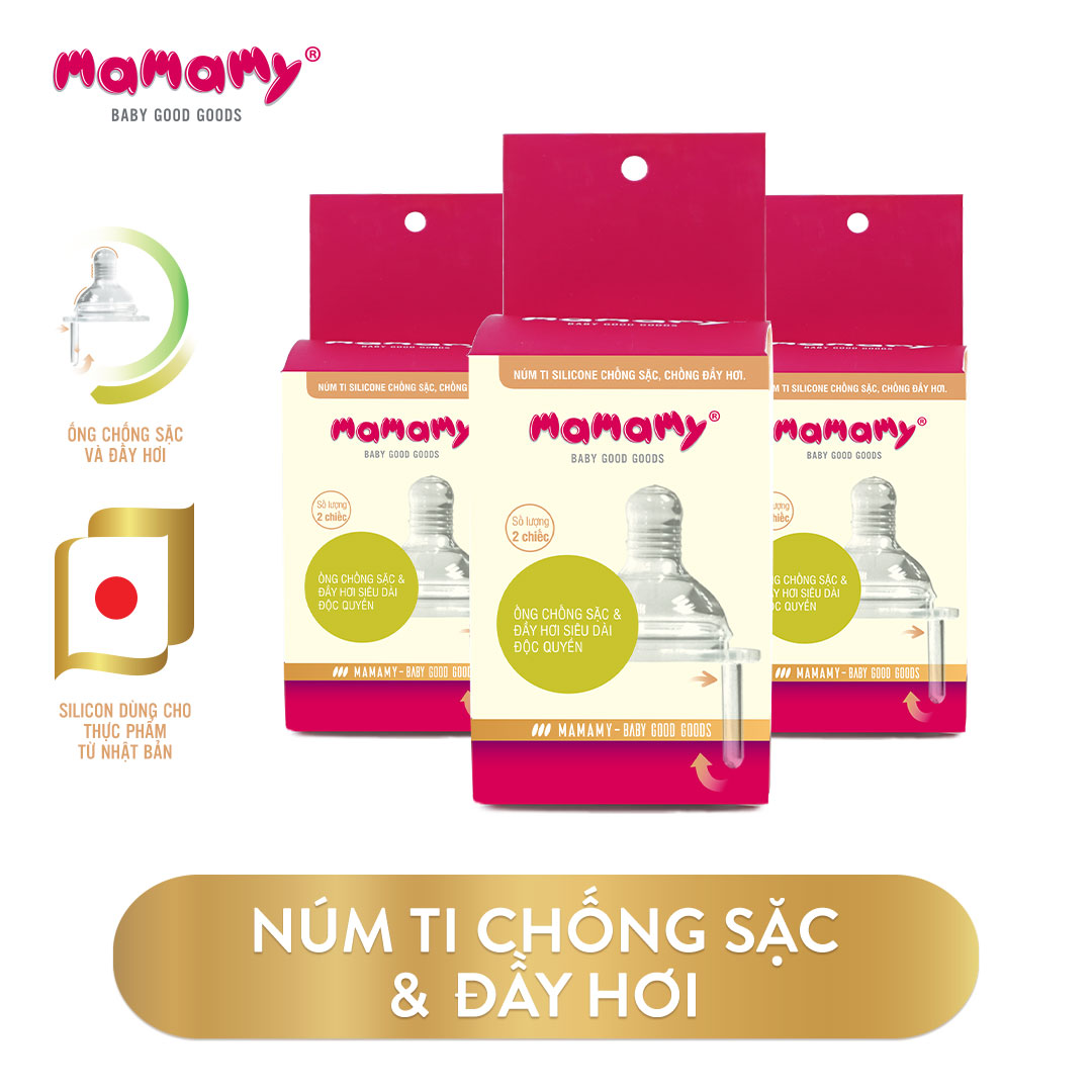 Combo 3 hộp Núm ti Chống Sặc Và Chống Đầy Hơi Cho Bé Mamamy size S,M,L