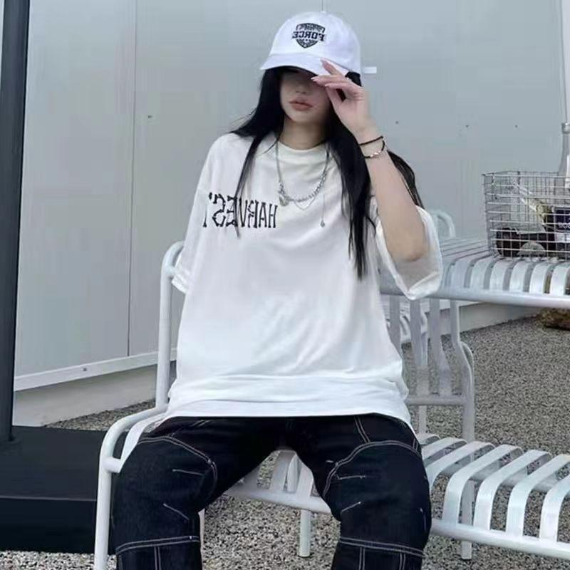 Áo Thun 100% Cotton Tay Ngắn Cổ Tròn In Hình Trái Tim Thời Trang Hàn Quốc 2022