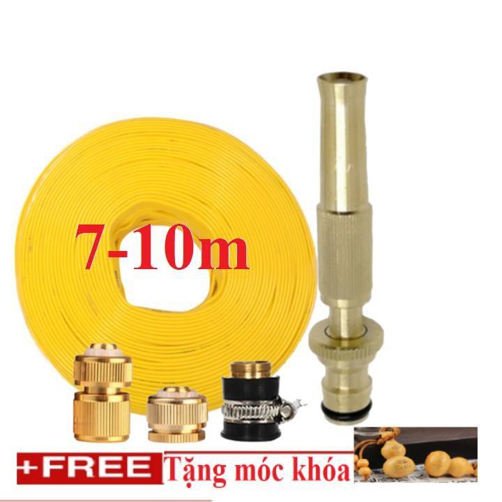 Bộ dây vòi xịt nước rửa xe,tưới cây .tăng áp 3 lần, loại 7m,10m 206587 đầu đồng,cút đồng+tặng móc khoá TL
