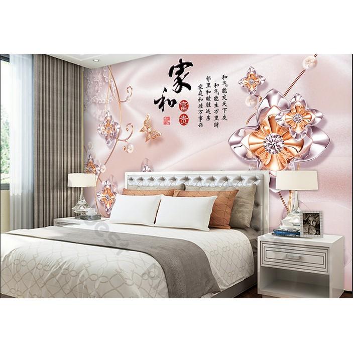 Tranh dán tường Tranh hoa bướm trang sức nổi bật hiện đại, tranh dán tường 3d hiện đại MS1198686