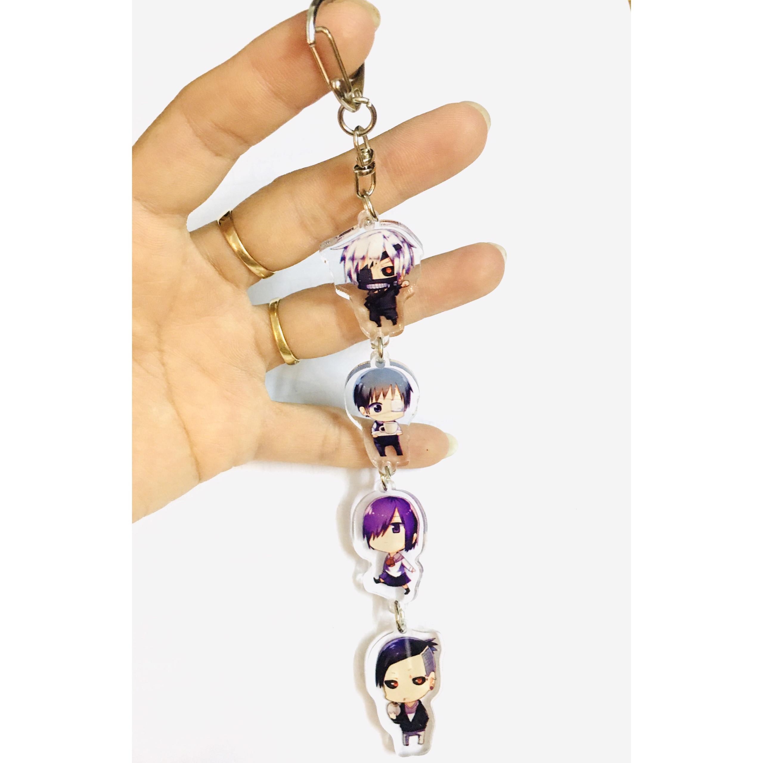 Móc khoá Tokyo Ghoul chùm 4 miếng mica trong