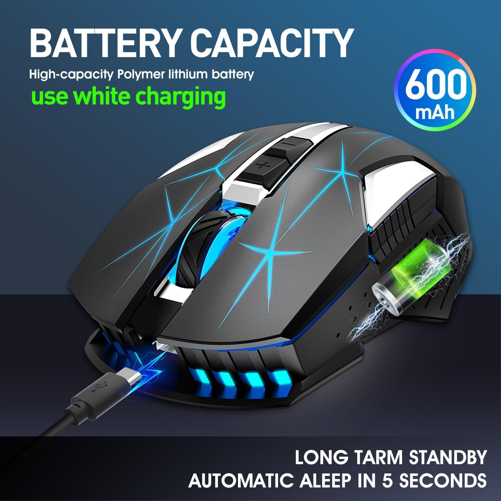 2.4G Wireless Mouse Gaming Mice 3 Adjustable DPI Levels 2400DPI Rechargeable for PC Desktop