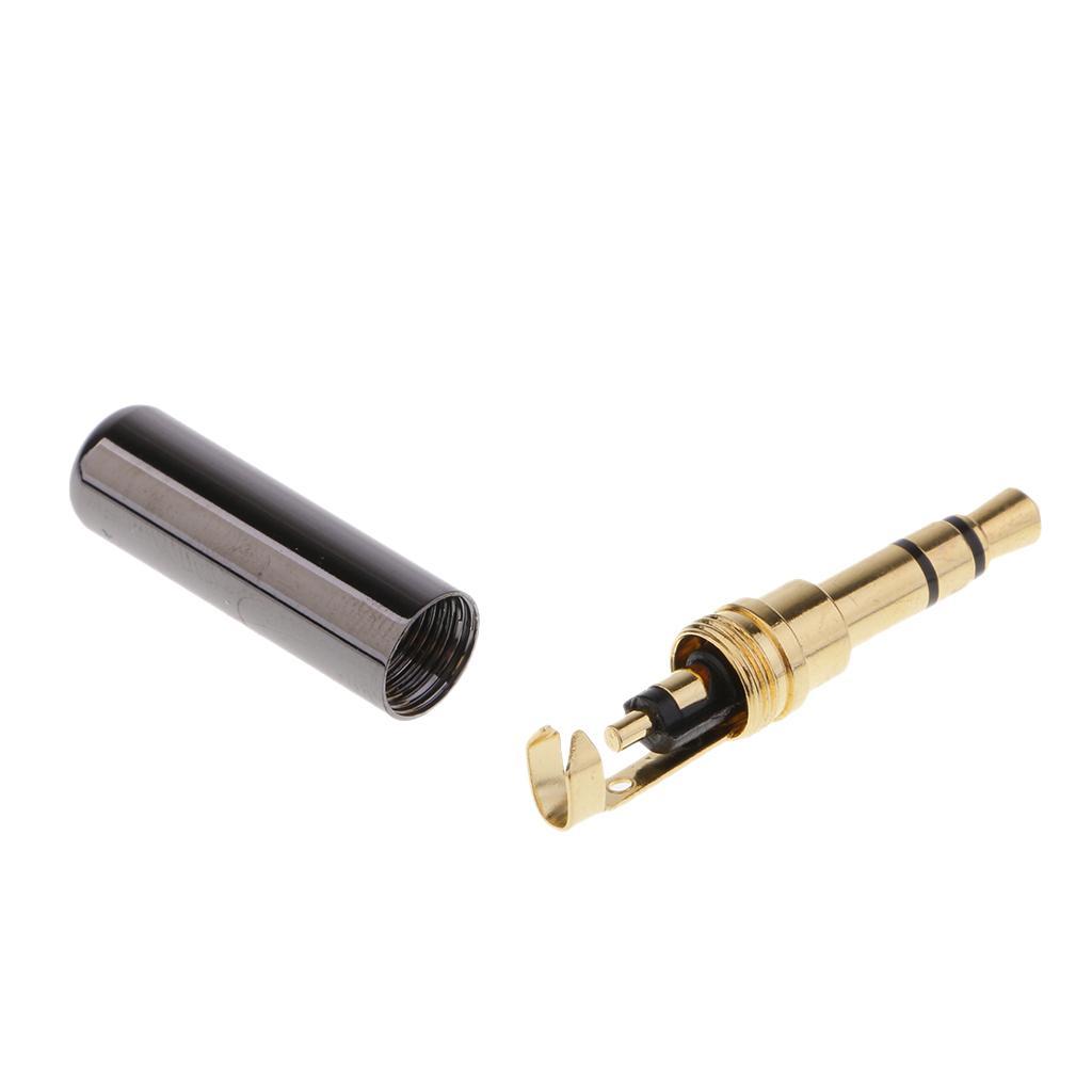 3.5mm 1/8" TRRS 3 Pole Male Plug Jack A/V Solder Connector black
