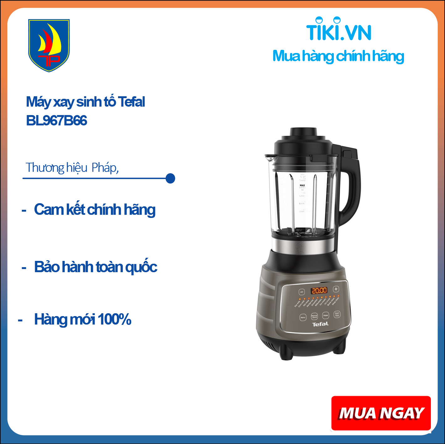 Máy làm sữa hạt, xay sinh tố và nấu đa năng Tefal BL967B66, 1300W, 1.75L - Hàng chính hãng