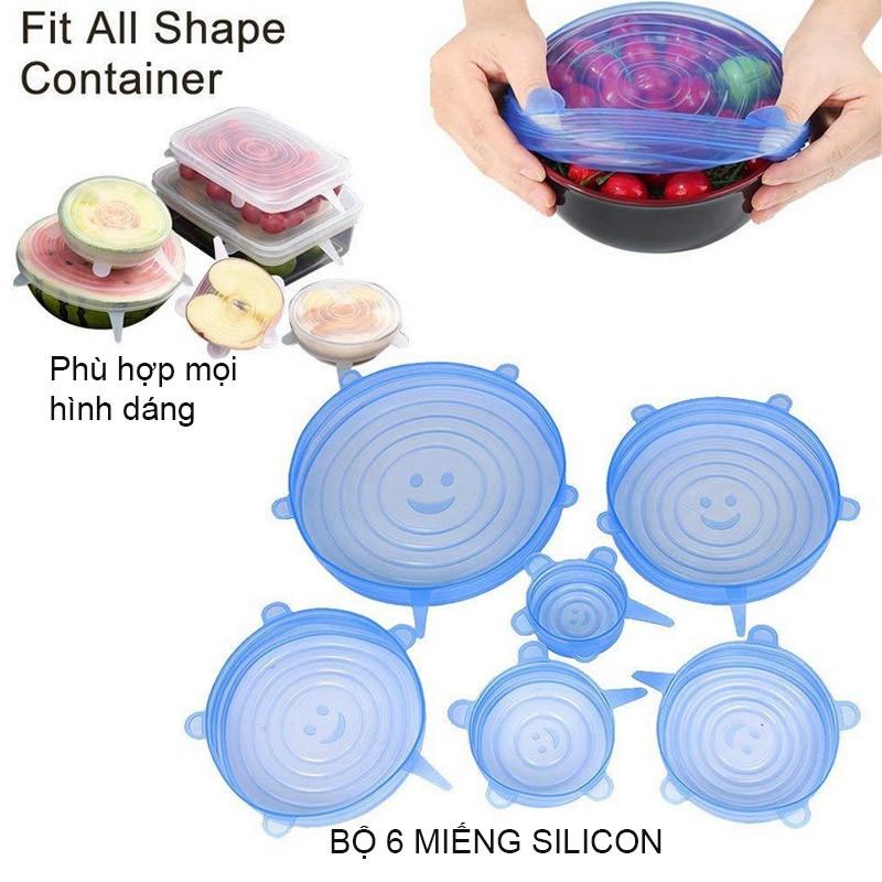 BỘ 6 MIẾNG SILICON BỌC TÔ CHÉN BÁT BẢO QUẢN THỨC ĂN ĐA NĂNG -M01