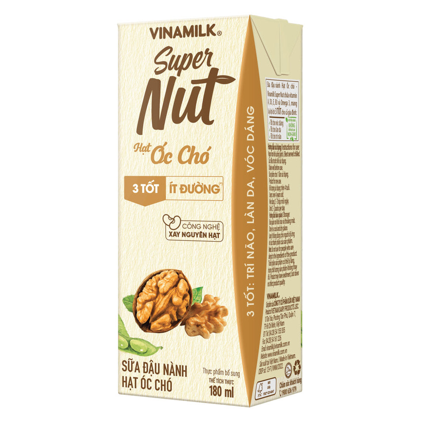 THÙNG SỮA ĐẬU NÀNH VINAMILK HẠT ÓC CHÓ -48 HỘP 180ML