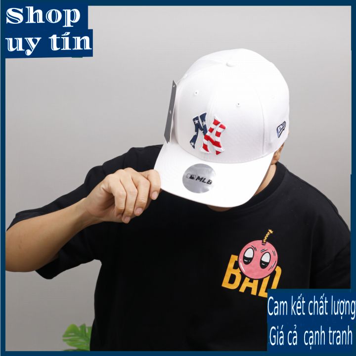 [ Miễn ship / giảm giá ] MŨ NÓN LƯỠI TRAI NAM NỮ NY THÊU CỜ  CAO CẤP - màu trắng