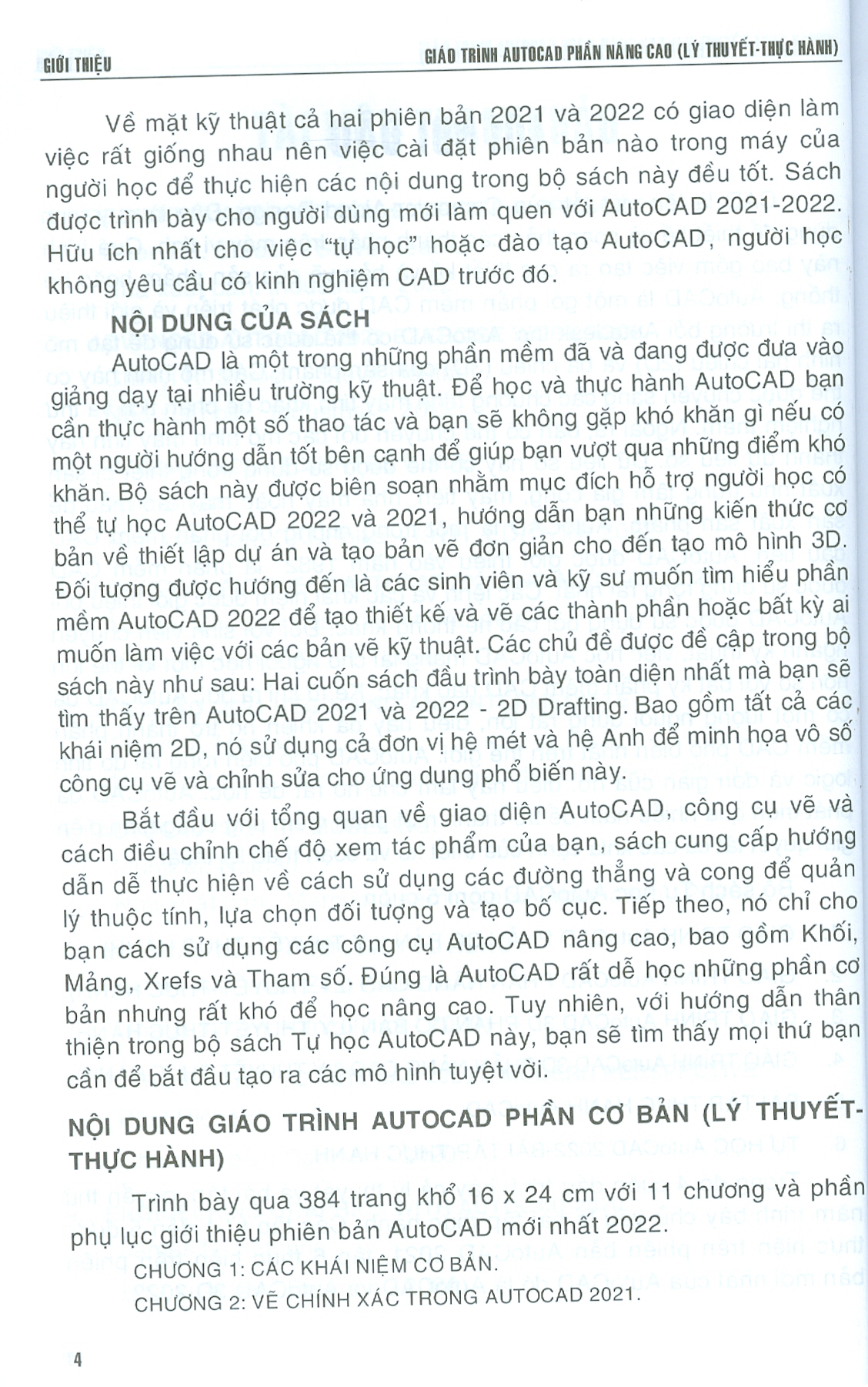 GIÁO TRÌNH AUTOCAD - PHẦN NÂNG CAO (Lý Thuyết - Thực hành) (Dùng cho các phiên bản Autocad 2022, 2021)