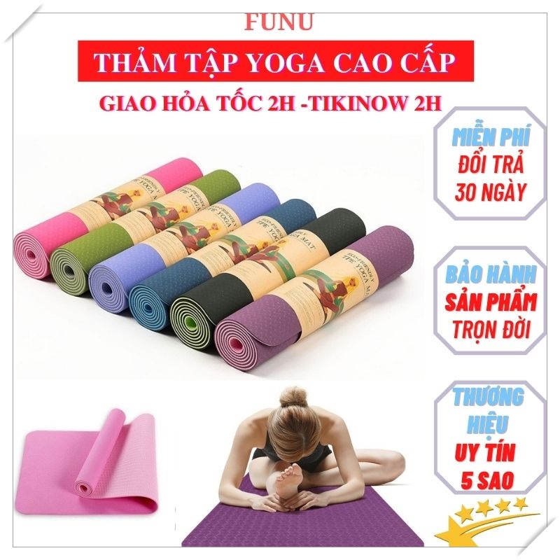 Thảm Tập Yoga 2 Lớp FUNU IN Hoa Văn- Giao Màu Ngẫu Nhiên- Chính Hãng