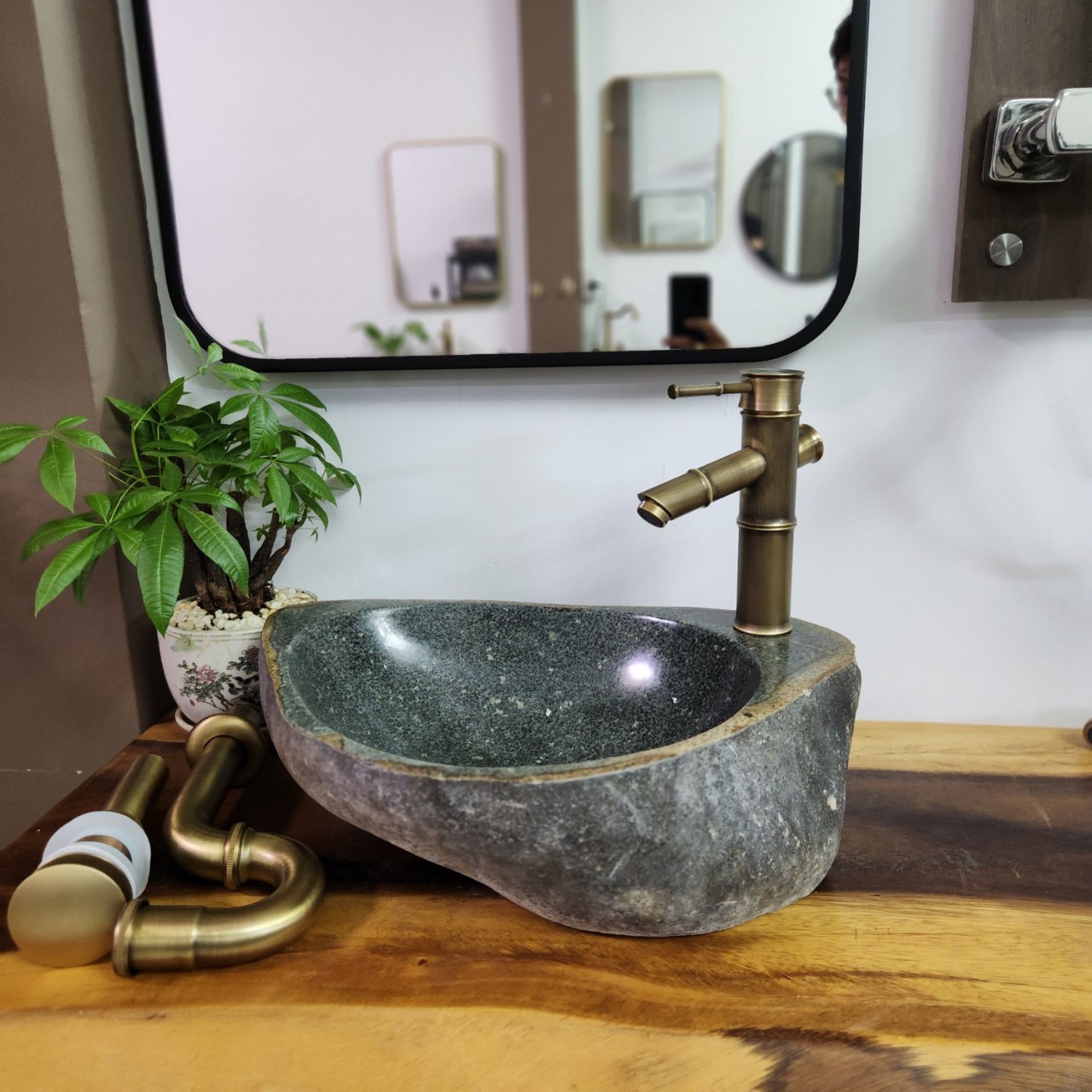 Chậu Lavabo đá cuội tự nhiên