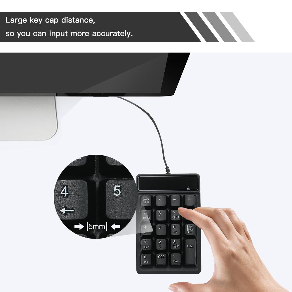 19 phím Độ ồn thấp Bàn phím số nhỏ USB không thấm nước Thay thế vật liệu ABS cho Microsoft Android và iMac