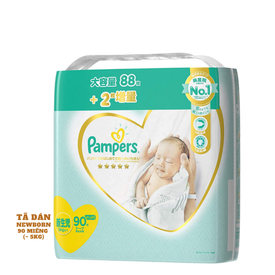 Bỉm - Tã dán Pampers Premium New size Newborn 90 miếng (Cho bé ~5kg)