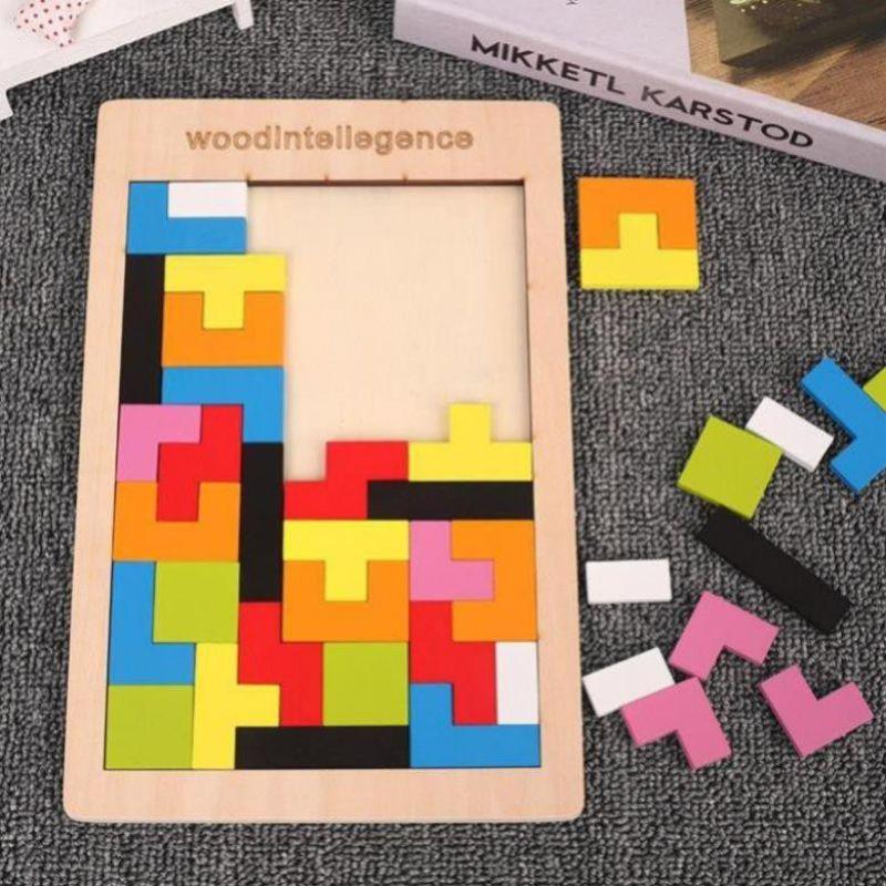 Đồ chơi xếp hình gỗ Tetris size lớn giúp bé thông minh và tư duy logic theo Montessori
