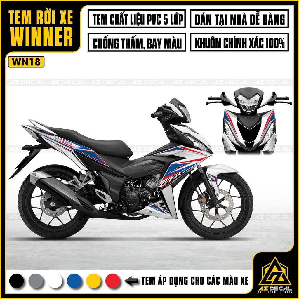 Tem Rời Dán Xe Winner V1 / 150 Mẫu GTR | WN18 | Decal Chế Xe Chất Liệu PVC Chống Nước, Chống Bay Màu - Đỏ Xanh Trắng