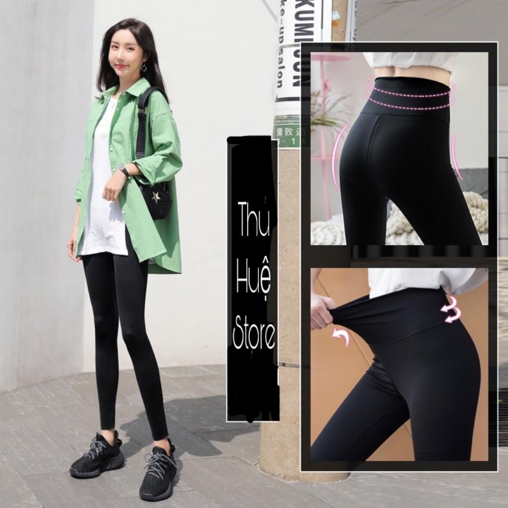 Quần Legging NữQuần legging Trơn Lưng Siêu Cao Co Giãn 4 Chiều Chất Mát Mịn Không Nhăn