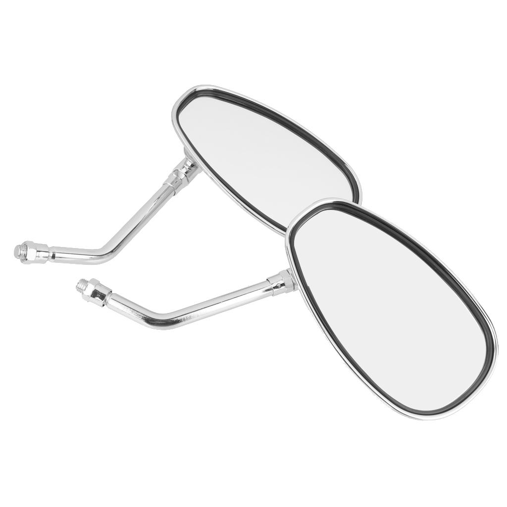 Motorcycle Chrome Oval Side Rearview Mirrors for Cruiser Chopper 10mm