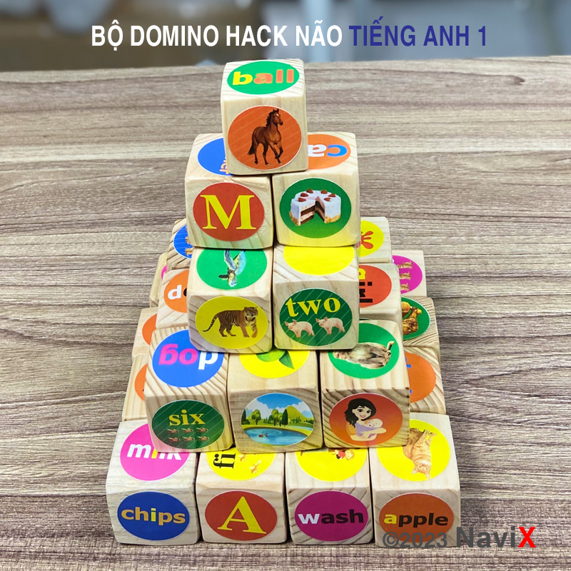 Bộ đồ chơi Domino hack não tiếng Anh 1