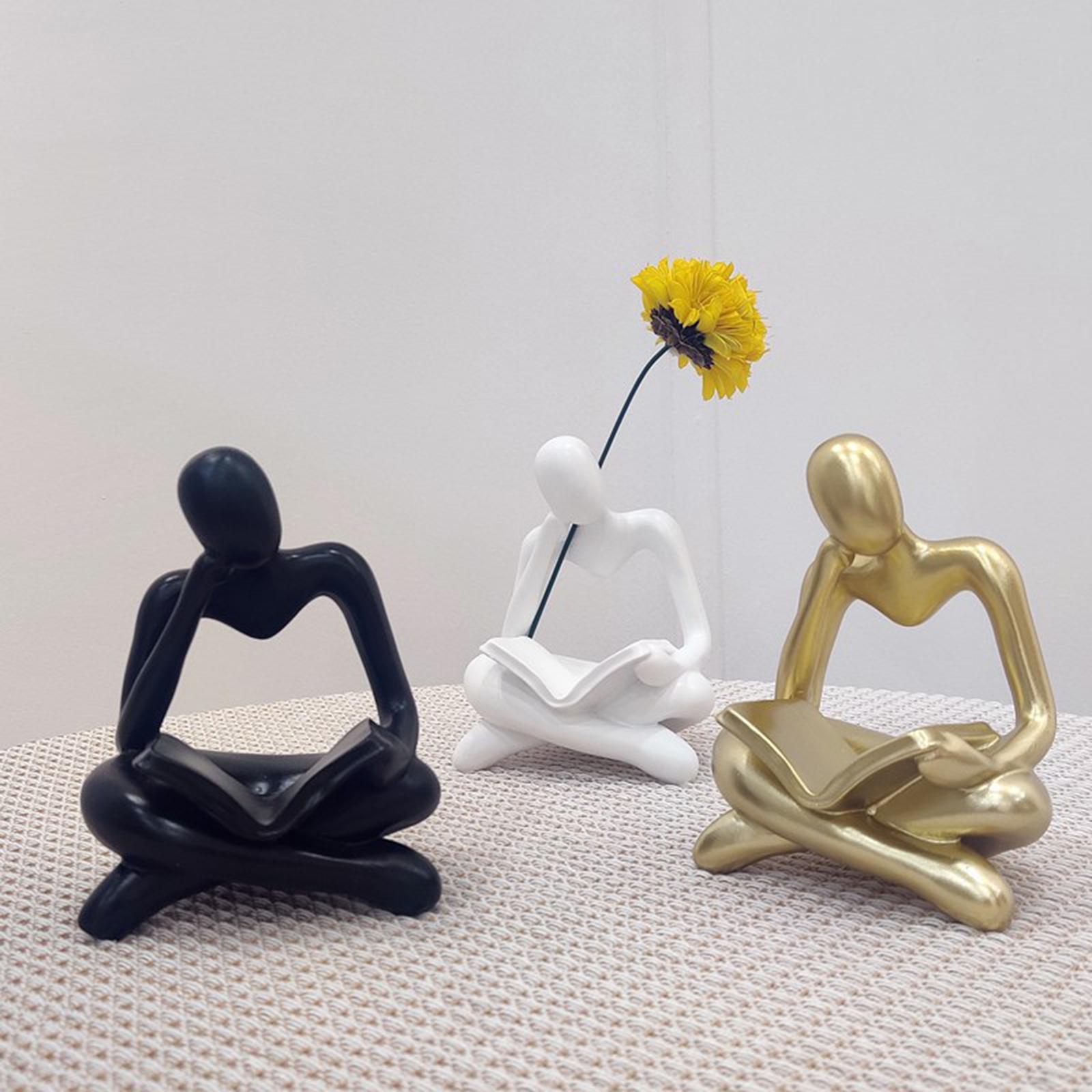 2Pcs Abstract Thinker Statue Tabletop Sculpture for Home Decor