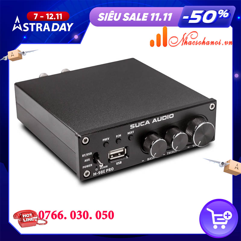 MINI AMPLY SUCA-AUDIO M98E PRO CÔNG SUẤT KHỦNG 160W x2-HÀNG CHÍNH HÃNG