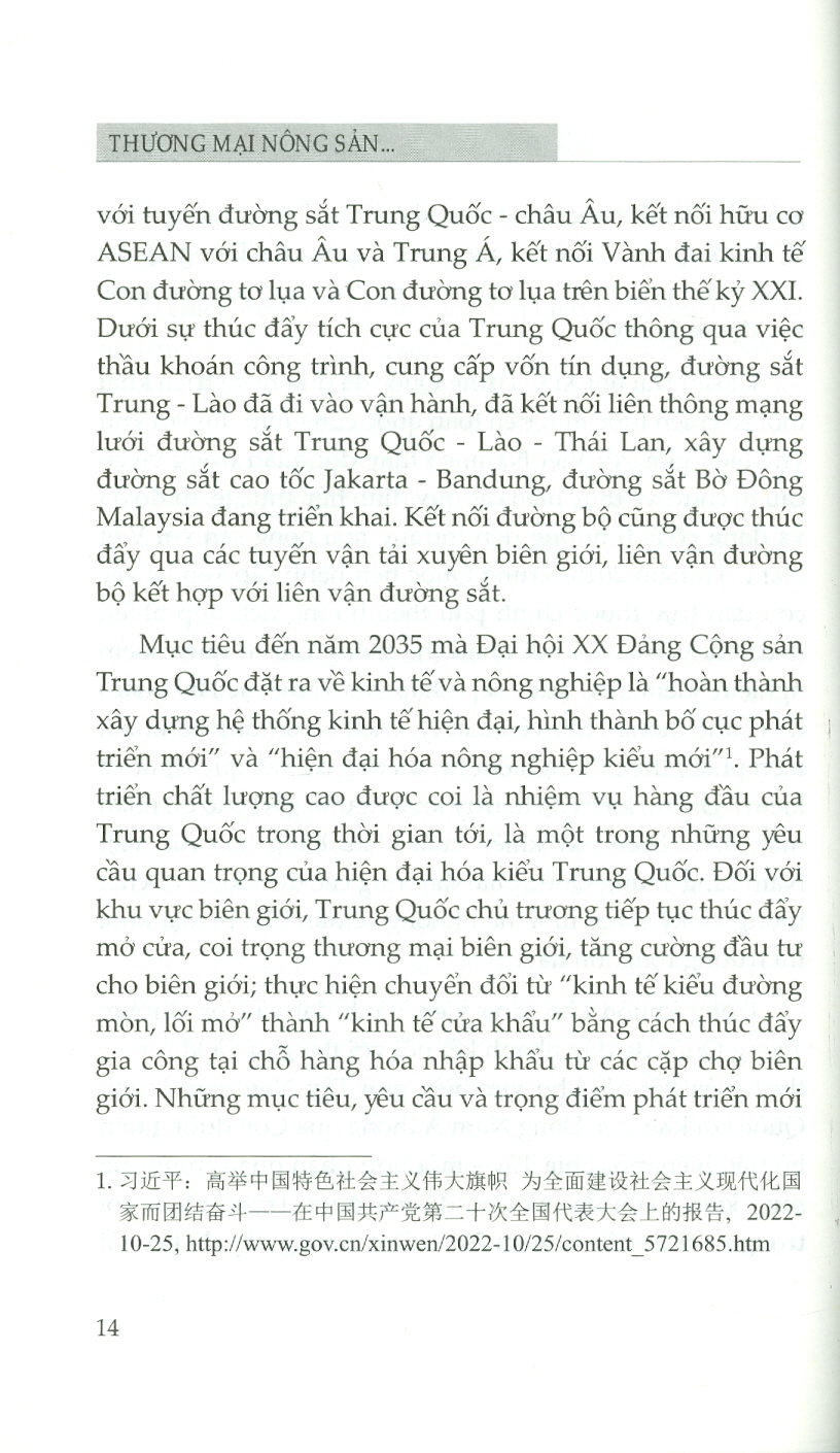 Thương Mại Nông Sản Giữa Việt Nam Và Trung Quốc Trong Bối Cảnh Mới (Sách chuyên khảo) - TS. Nguyễn Thị Phương Hoa (Chủ biên)