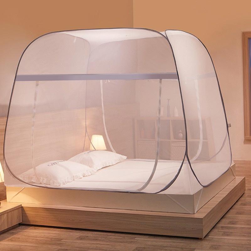 Màn Tự Bung Gấp Gọn Đỉnh Vuông Trơn Thời Trang Cao Cấp Chống Muỗi Con Trùng Tối Đa