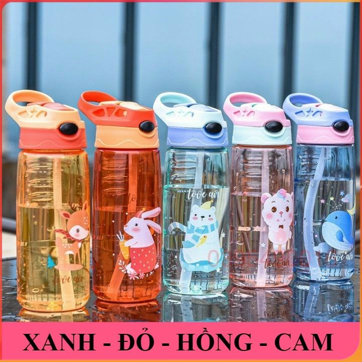 Bình Tập Uống Nước đựng Sữa Chống Sặc 450ml Cao Cấp Có Quai Chịu Nhiệt Tốt An Toàn Cho Bé mang đi học, đi chơi, du lịch