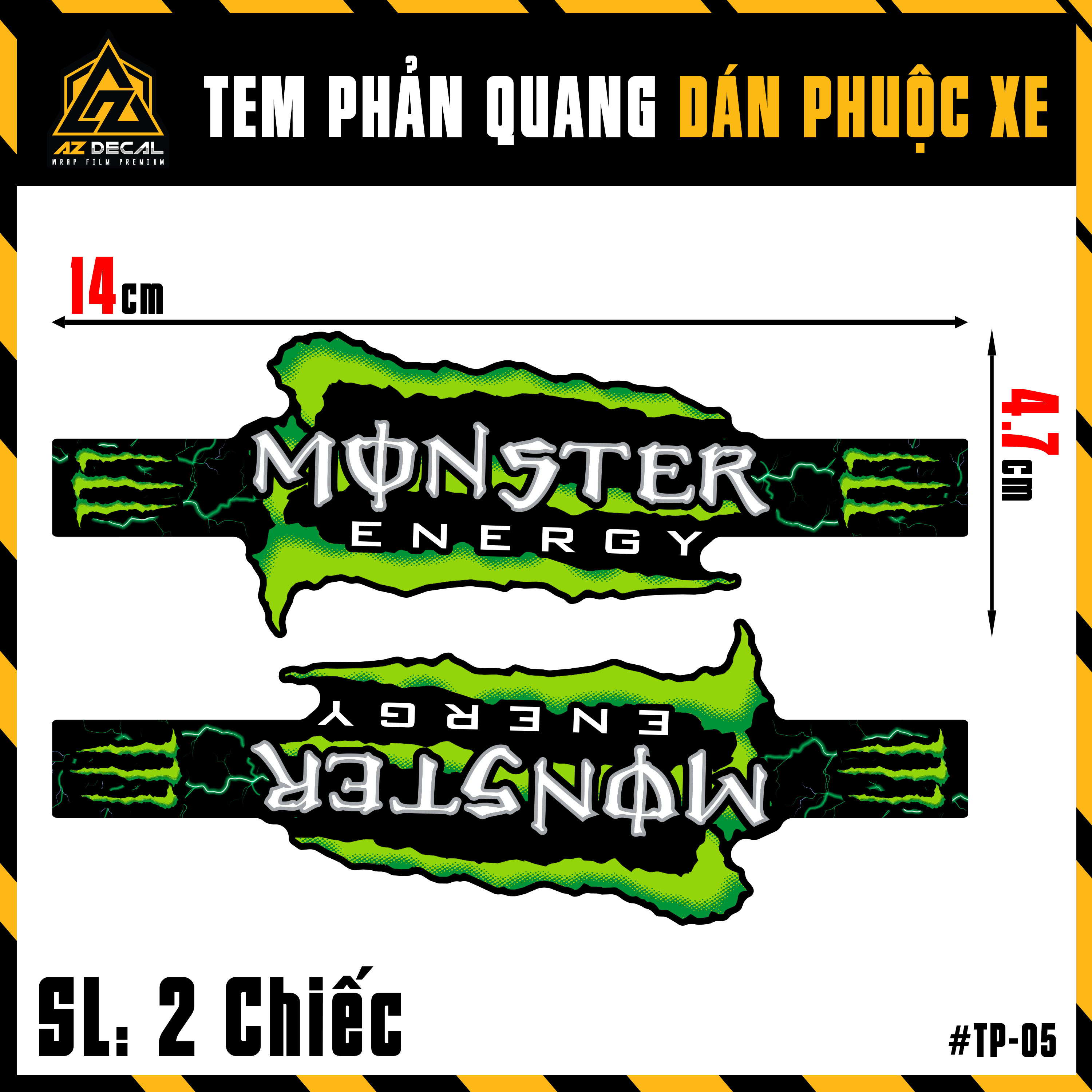 Tem Phuộc Trước Xe Máy, Xe Điện Monster Phản Quang | TP05 | Chống Nước, Chống Phai Màu, Dễ Dán