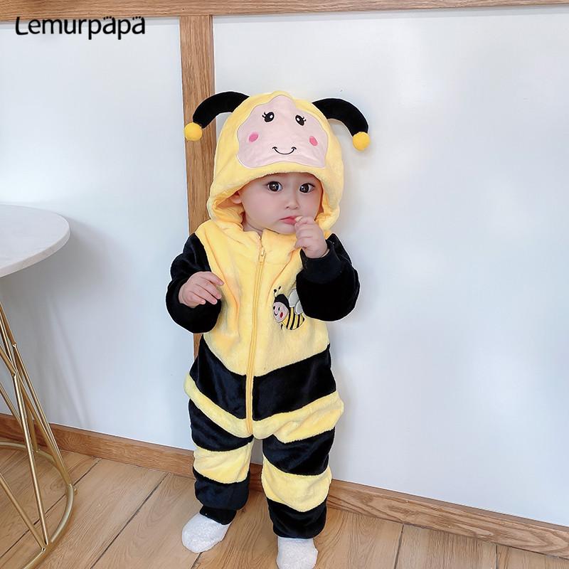 Bé Sơ Sinh Trang Phục Áo Liền Quần Onesie Mùa Đông Trẻ Sơ Sinh Quần Áo Ropa Bebe Mềm Bé Gái Bé Trai Rompers Dễ Thương Ong Dép Nỉ Cho Bé Bộ Trang Phục