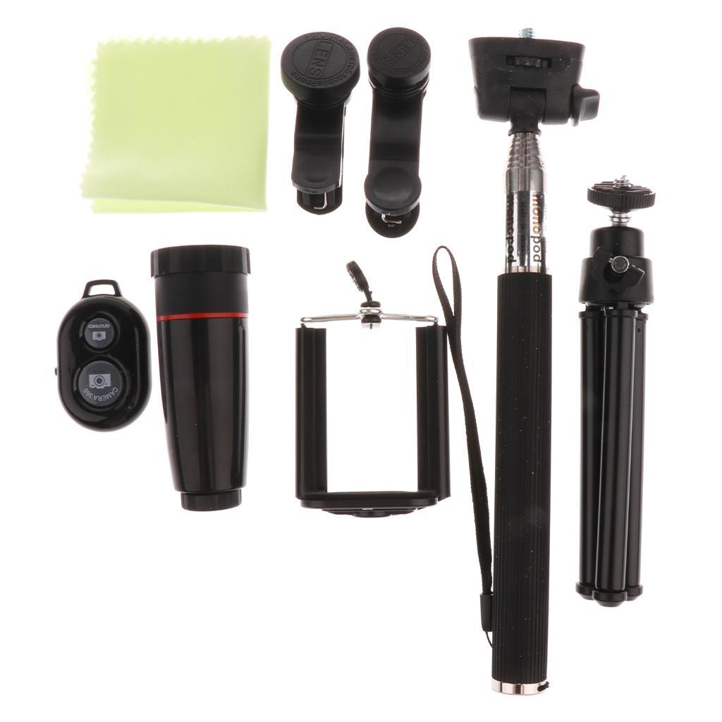 10 in 1 Phone Camera Lens Travel Kit, Wireless Bluetooth Camera Shutter Remote Control for Smartphone IOS and Android Devices