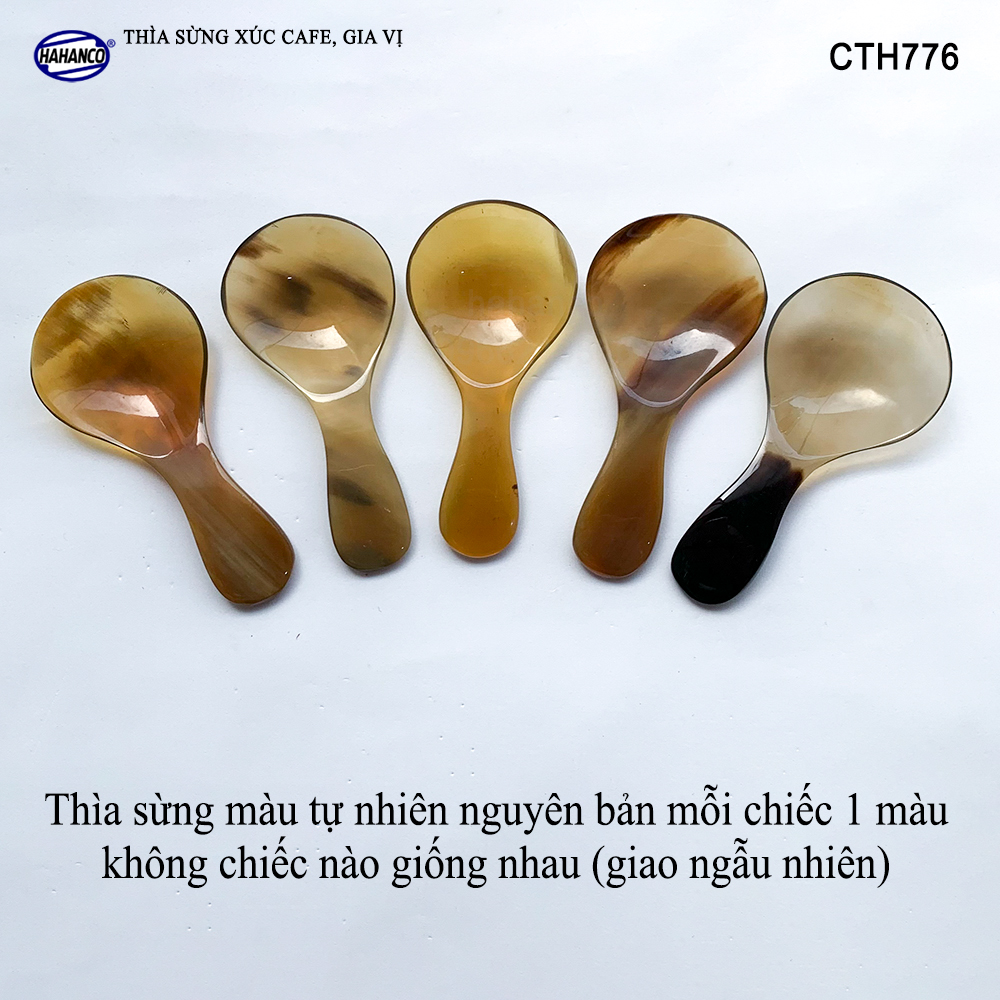 Thìa Xúc Gia Vị Đồ Khô Bằng Sừng HAHANCO Size Nhỏ 9cm_01 Chiếc