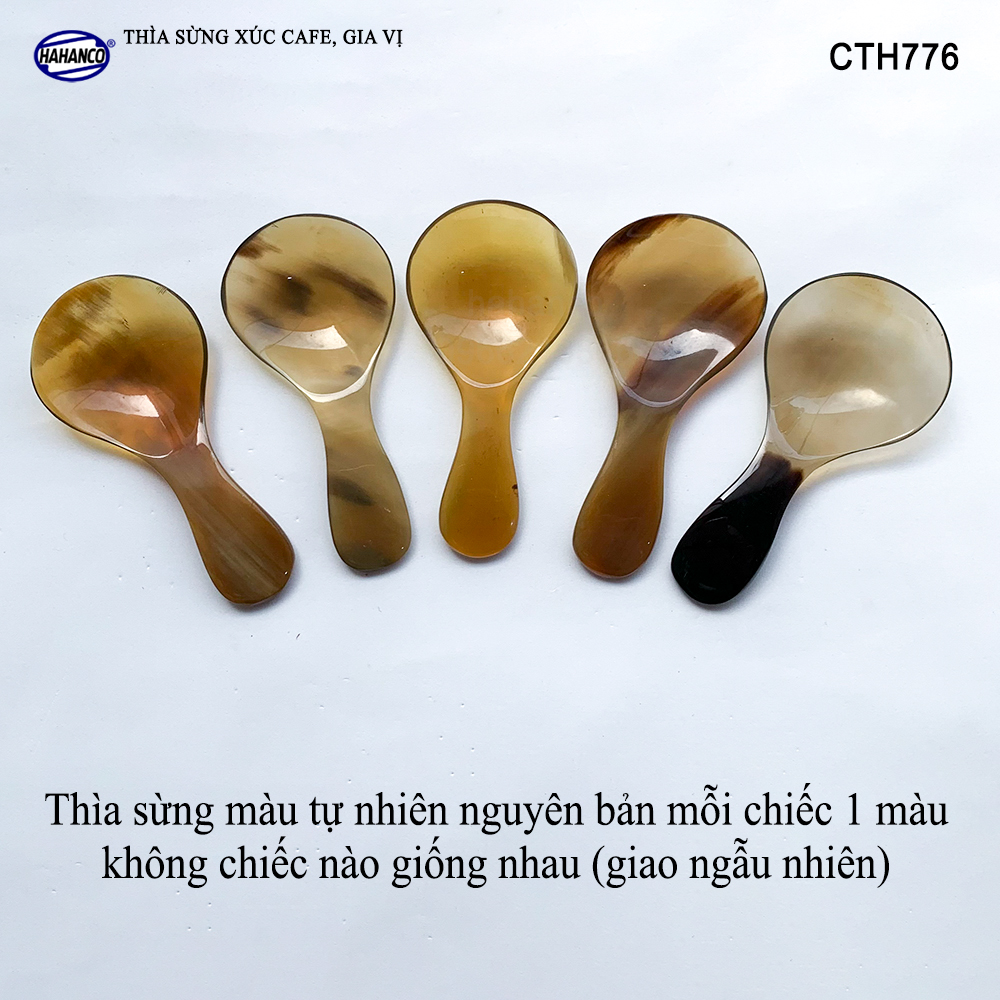 Thìa Xúc Gia Vị Đồ Khô Bằng Sừng HAHANCO Size Nhỏ 9cm_01 Chiếc [CTL776]