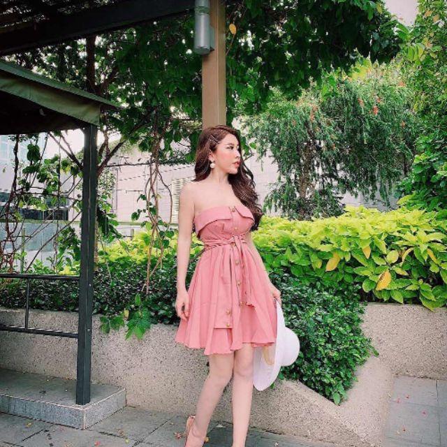 Đầm xòe cúp ngực cột nơ eo