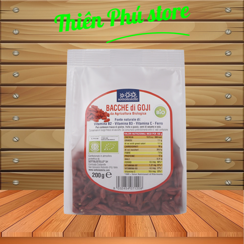Kỷ Tử Hữu Cơ 200g Sottolestelle Organic Goji Berries