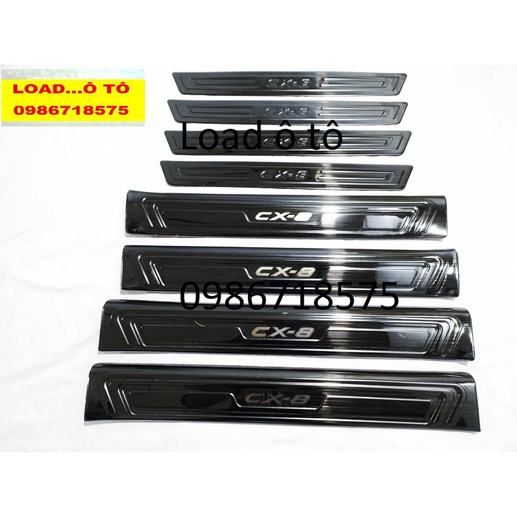 Ốp Bậc Cửa, Nẹp Bước Chân Trong, Ngoài Mazda CX8 2023-2020 Chất Liệu Titan Cao cấp